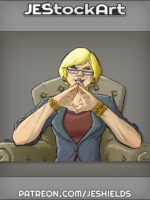 Business Woman with Short Hair in Chair and Glasses by Jeshields