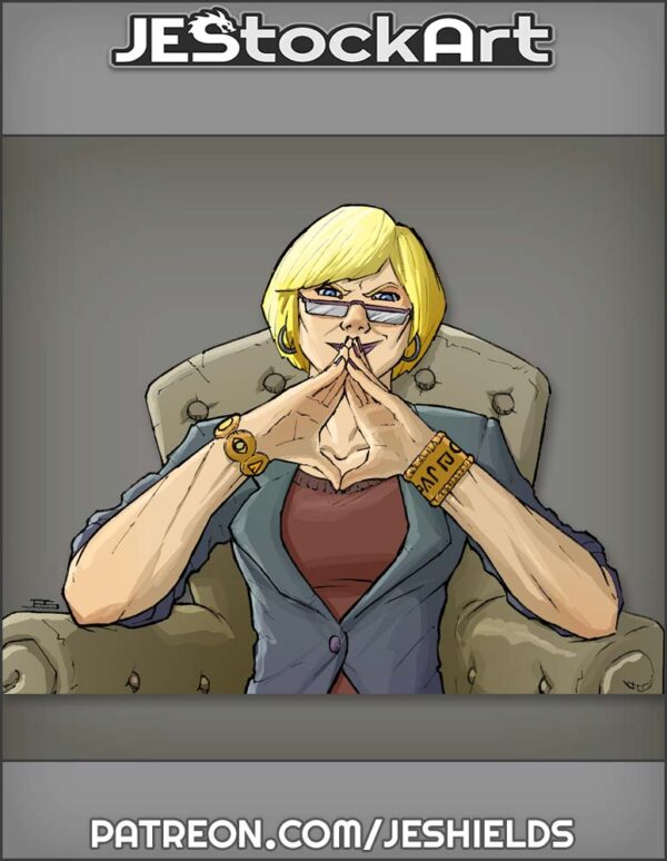 Business Woman with Short Hair in Chair and Glasses by Jeshields