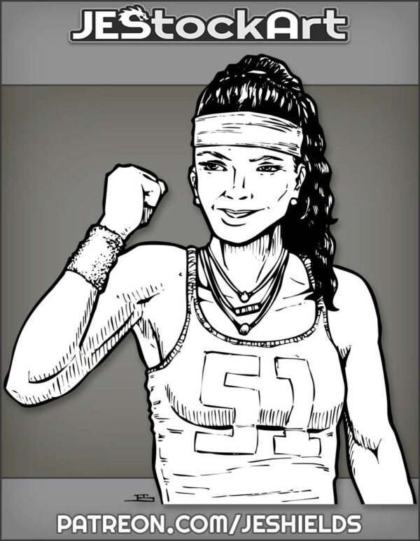 Hispanic Athlete In Tanktop Wearing Headband And Necklaces by Jeshields