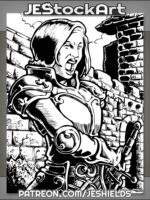 Female Guard Captain Shouting Orders While Drawing Sword by Jeshields