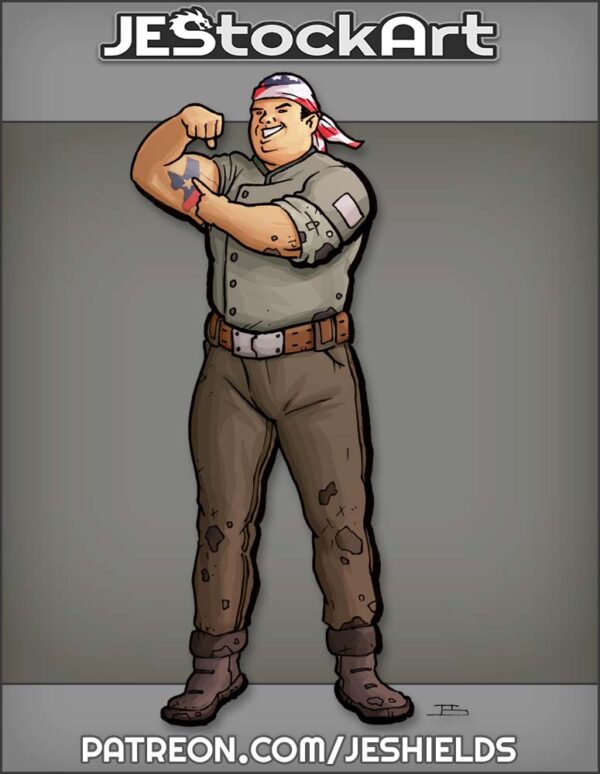 Patriotic Engineer With Tattoo And Bandana by Jeshields