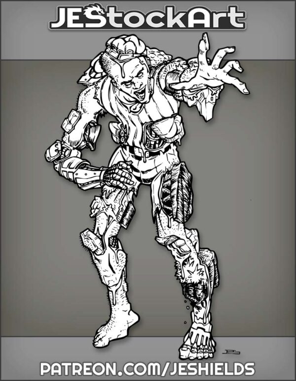 Disfigured Cybernetic Zombie Bursting With Energy by Jeshields