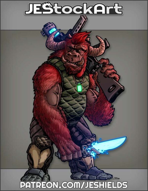 Horned Gorilla With Energy Dagger And Assault Rifle by Jeshields
