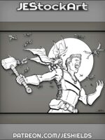 Adventurer With Warhammer Attacked By Swarm by Jeshields