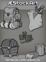 Adventuring Pack with Meal and Coins by Jeshields