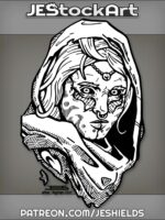Alien Arabian Woman With Tribal Marks In Ragged Hood by Jeshields