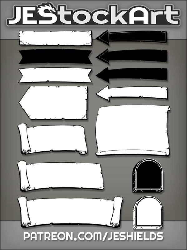 Assorted Weathered Banners Scrolls And Tablets by Jeshields