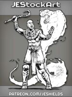 Bald Egyptian Yelling With Raised Cane And Fire Serpent by Jeshields