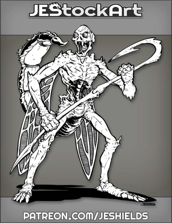 Bone Devil With Hook Weapon Wings And Stinger by Jeshields