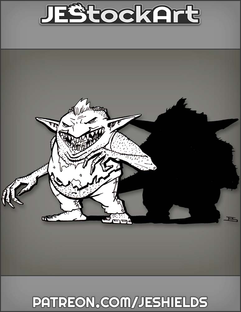 goblin clipart black and white