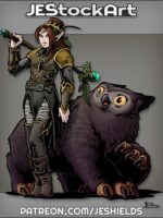 Female Elven Druid With Stave And Owlbear by Jeshields