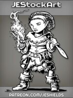 Female Halfling Female Rogue With Knife Casting A Spell by Jeshields