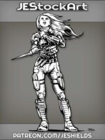 Female Knife Fighter With Long Windblown Hair by Jeshields