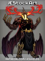 Fire Demon With Elongated Limbs And Antlers And Boned Wings by Jeshields