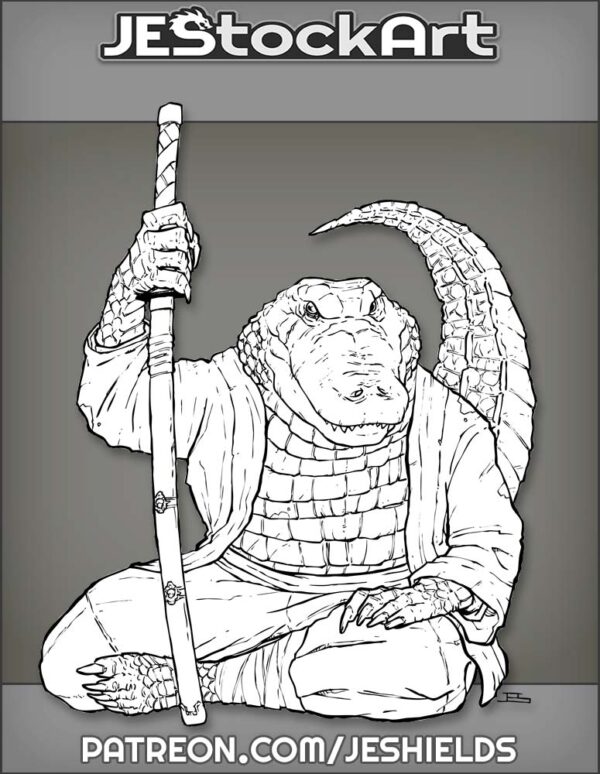 Gator Martial Artist With Sword by Jeshields