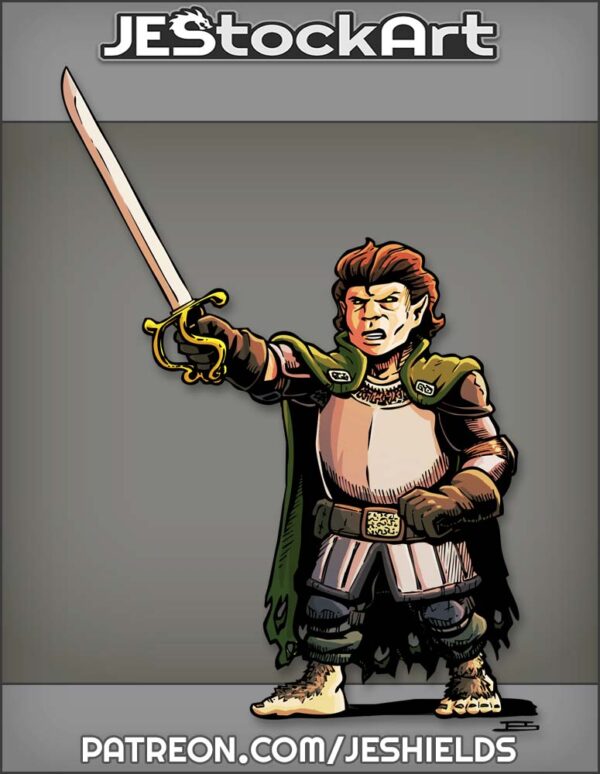 Halfling Warrior Wielding Sabre Without Armored Dog Mount by Jeshields