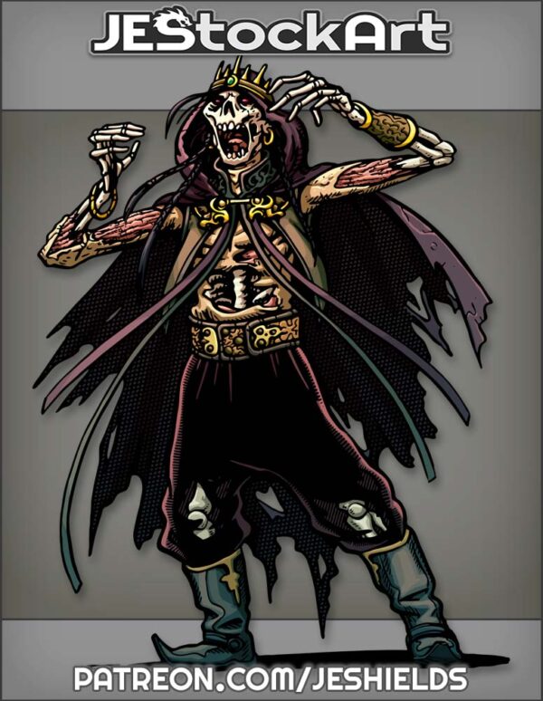 Lich With Bare Arms In Tattered Hooded Robe And Baggy Pants by Jeshields