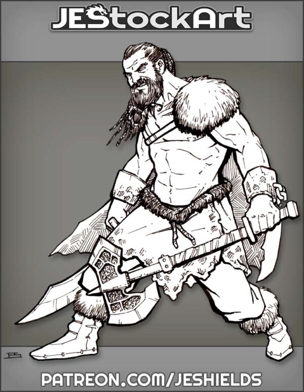 Lithe Barbarian With Scimitar And Axe by Jeshields