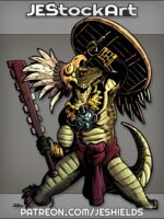 Lizardman With Aztec Eagle Warrior Gear by Jeshields