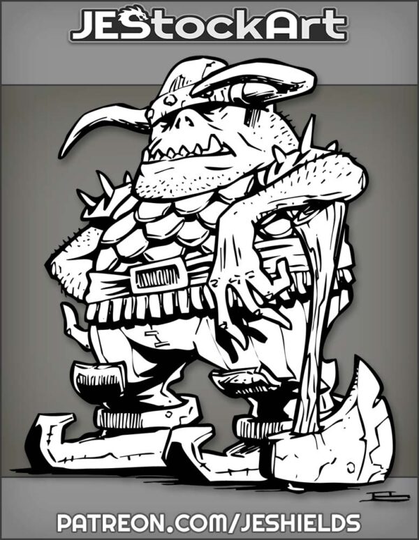 Old School Orc With Curved Horns And Axe by Jeshields