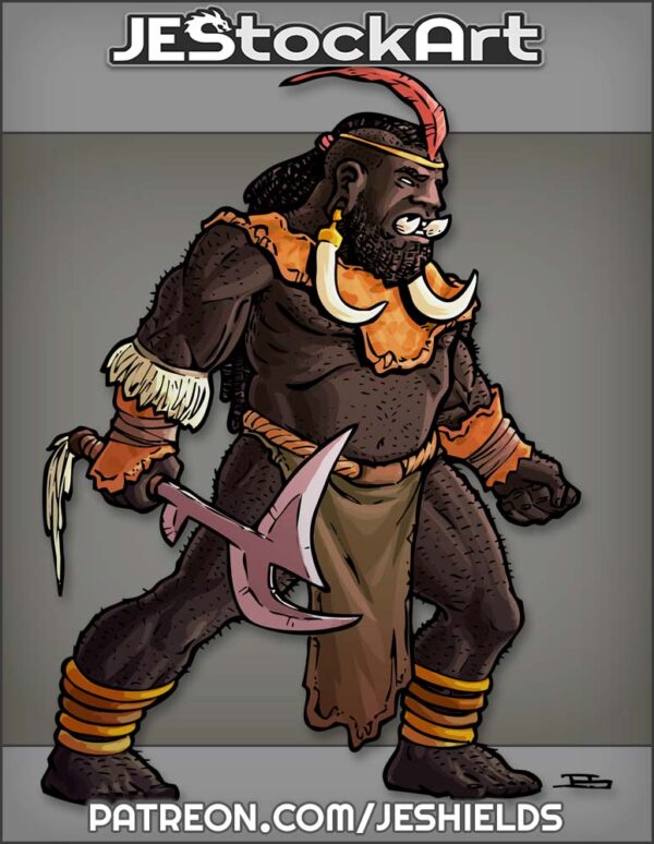 Tusked African Dwarf With Throwing Knife by Jeshields