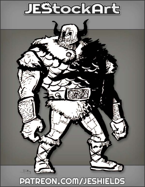 Unarmed Viking In Furs And Horned Helm by Jeshields