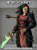 Undead Female Paladin With Arrow Thru Chest And Flaming Sword by Jeshields