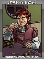 Wealthy Halfling Weight Coins In His Office by Jeshields