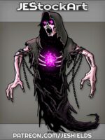 Wraith With Glowing Eyes Screaming In Tattered Robes And Chains by Jeshields