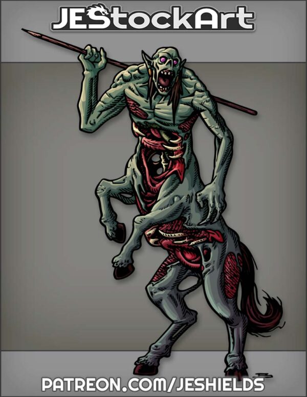 Zombie Centaur Yelling With Spear by Jeshields