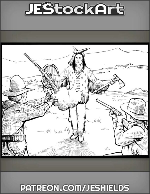 Cowboys Shooting At Indian With Ghost Shirt by Jeshields