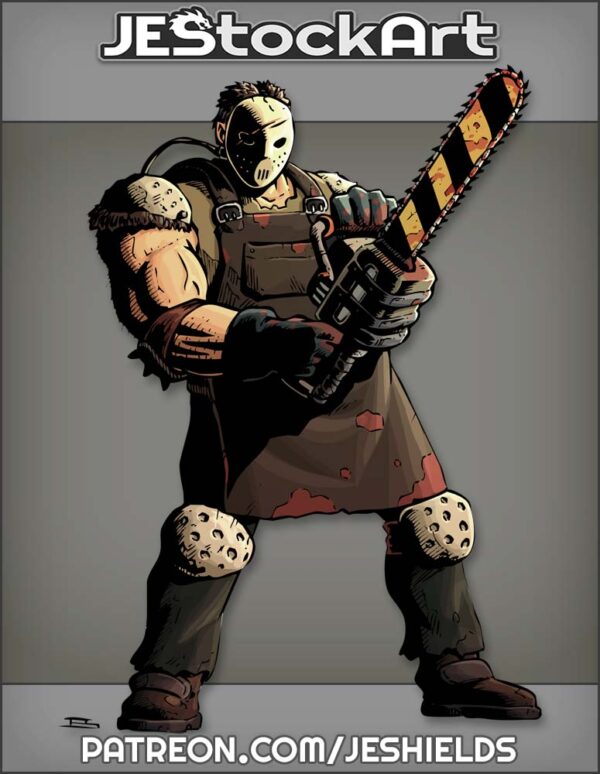 Masked Butcher In Apron With Chainsaw by Jeshields