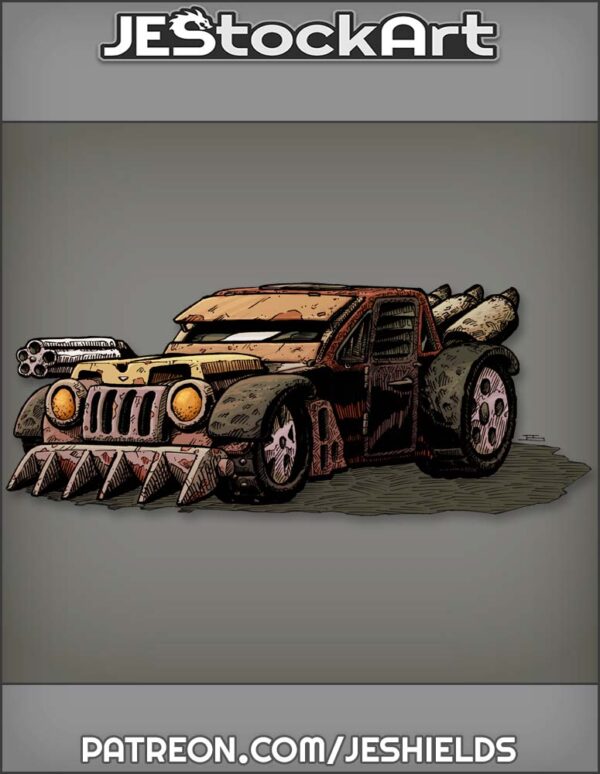 Rugged Battle Car With Rotating Gun by Jeshields