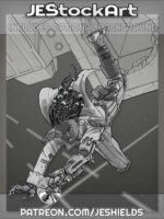 Cybernetic Space Pirate Leaps from Airlock by Jeshields