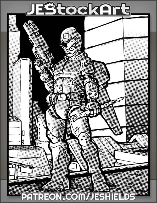 Cyberpunk Police Officer With Taze Baton And Flight Pack by Jeshields