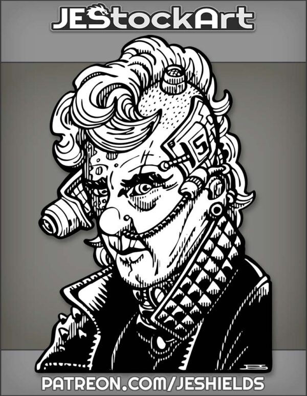 Elderly Cyberpunk Criminal With Nasal Cord And Birthmark by Jeshields