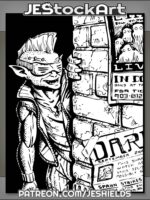 Goblin Punk With Mohawk And Visor Peers Out Of Alley by Jeshields