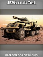 Six Wheeled Vehicle With Manned Turret In Dry Desert by Jeshields