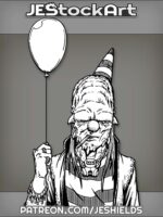 Unamused Alien With Horned Sideburns And Long Mullet Hair Holding Balloon by Jeshields