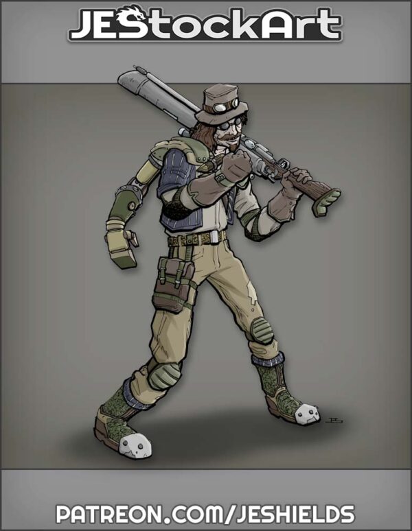 Monster Hunter with Cyberarm and Rifle by Jeshields