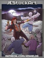 Monster Hunter Vs Vampire Horde At Night by Jeshields