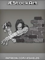 Long Haired Hero Behind Wall With Brick Companion by Jeshields