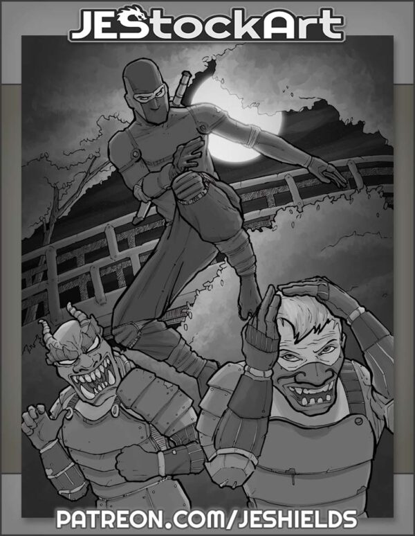 Ninja Hero versus Kabuki Guards by Jeshields