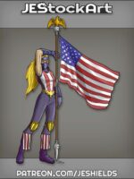 Patriotic Heroine with Light Skin and Flag by Jeshields