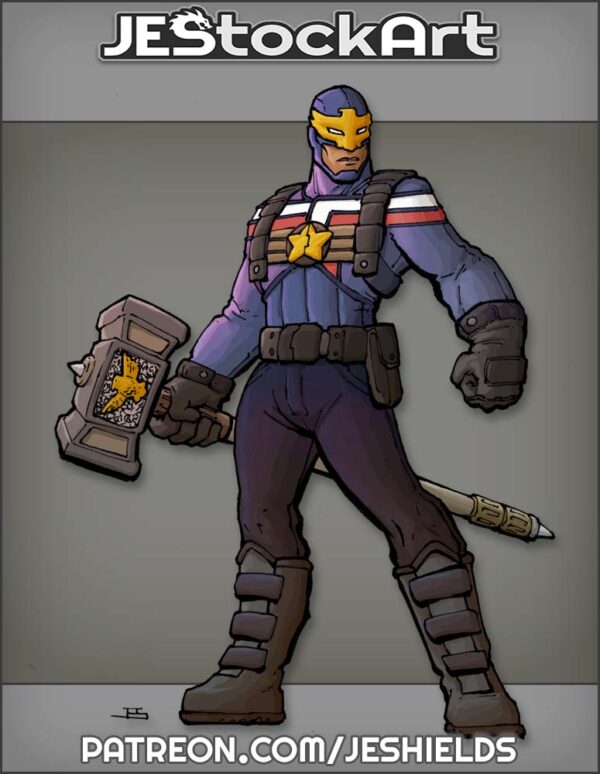 Patriotic Superhero With Hammer by Jeshields
