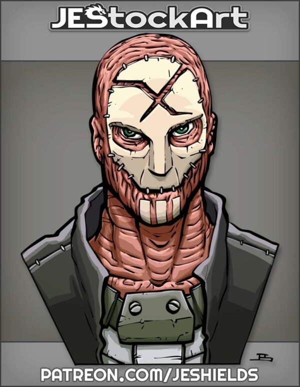 Scarred Villain With Xmask Stitched To Face by Jeshields