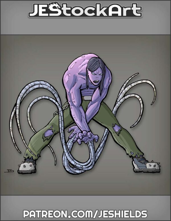 Tentacled Superhero with Purple Skin by Jeshields