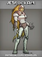 Woman with Cybernetic Armor and Blade by Jeshields