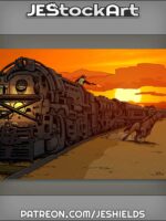 Train Showdown At Sunset by Jeshields