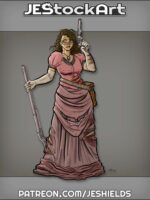 Wary Riflewoman in Tattered Dress by Jeshields